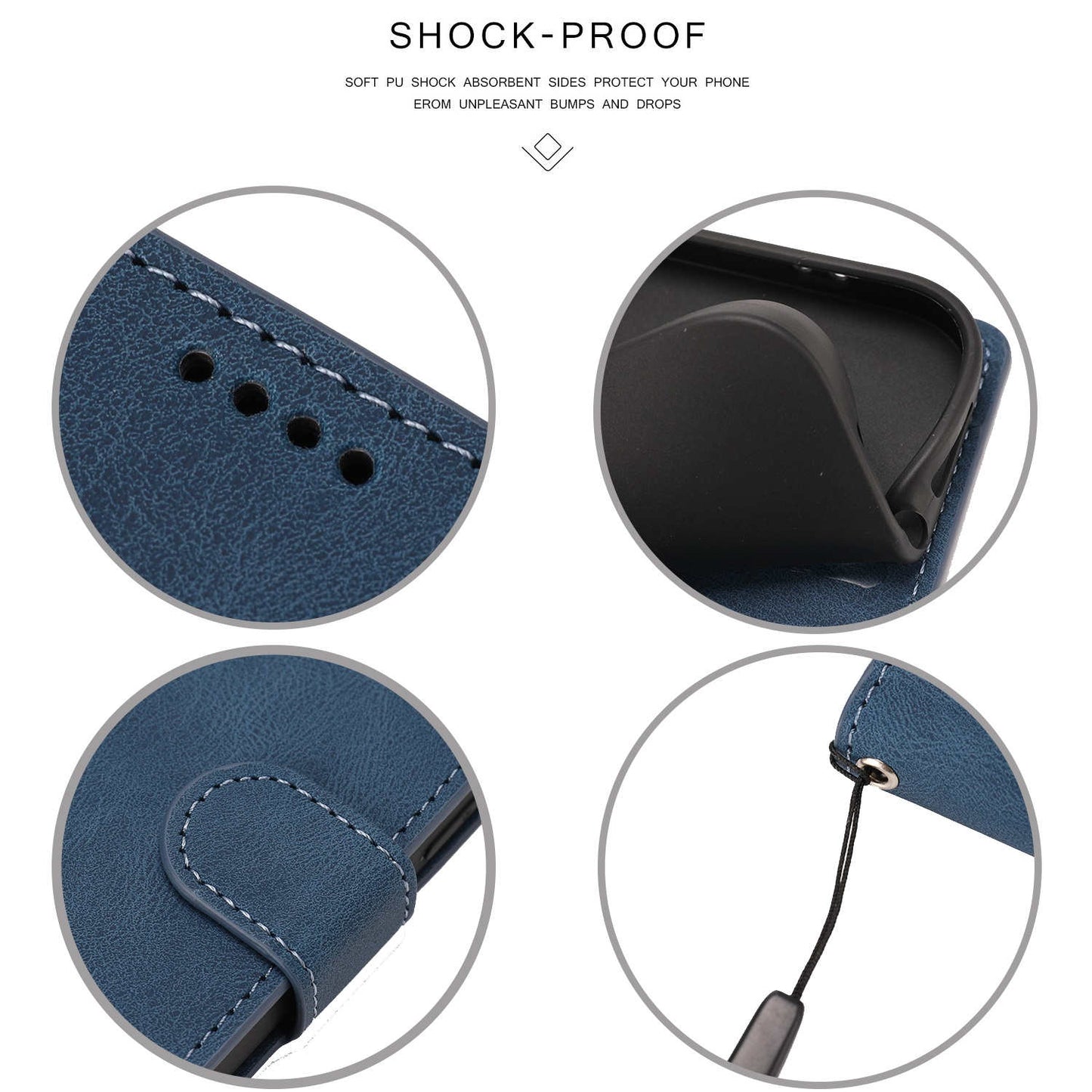 Stand Wallet Case for Samsung Galaxy M13 5G Drop Resistant PU Leather Phone Cover with Strap