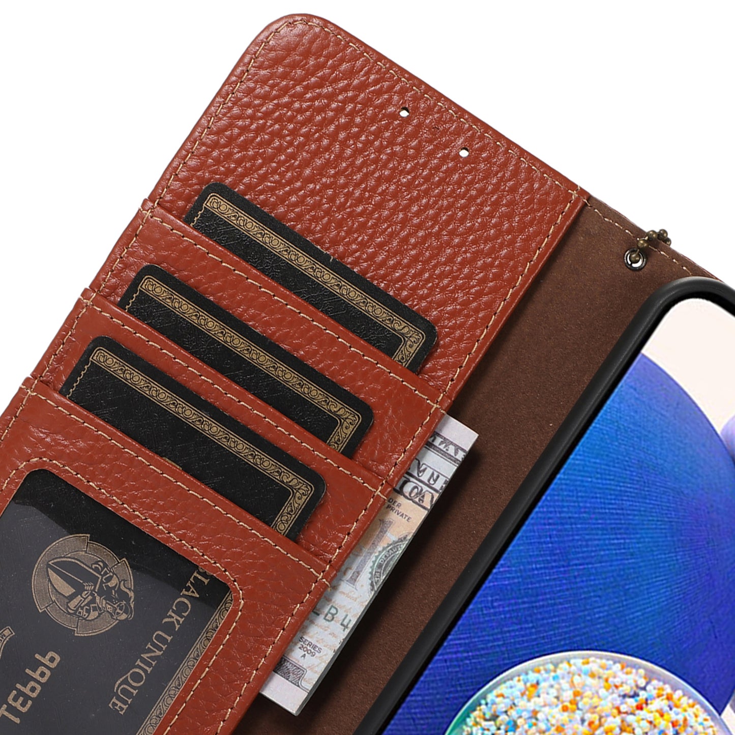 For Xiaomi Redmi Note 12 Turbo / Poco F5 5G RFID Blocking Stand Wallet Phone Case Genuine Cow Leather Phone Cover