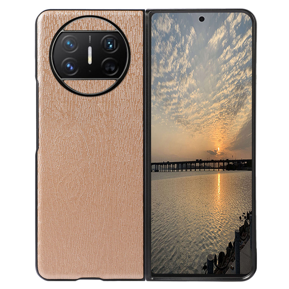 For Huawei Mate X3 5G Wood Texture Phone Case Anti-drop Leather Coated PC Phone Cover