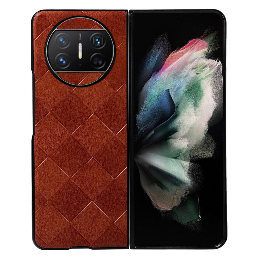 For Huawei Mate X3 5G Grid Texture Phone Case Leather Coated PC Cell Phone Cover