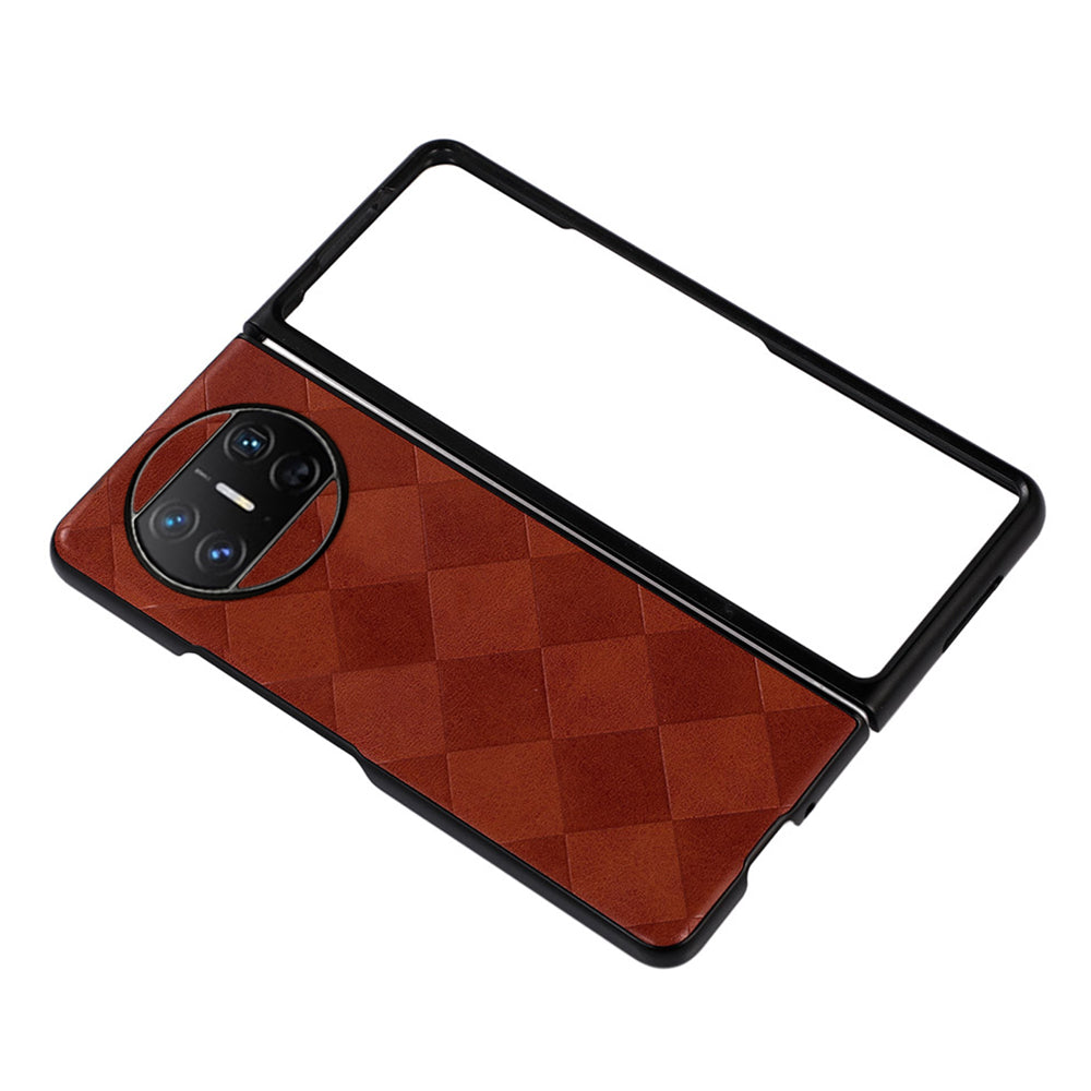 For Huawei Mate X3 5G Grid Texture Phone Case Leather Coated PC Cell Phone Cover