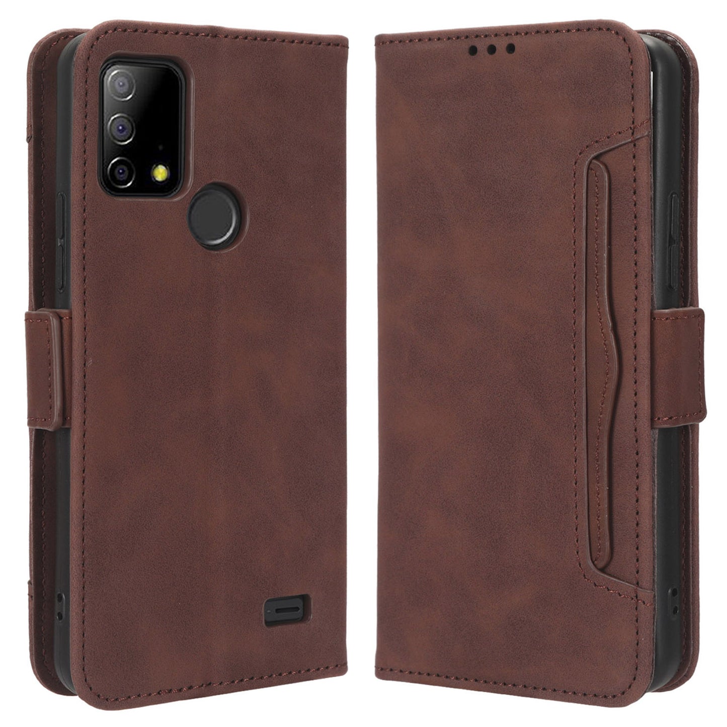 For Vodafone Smart T23 Wallet Phone Case Multiple Card Slots Phone Shell Leather Flip Cover with Stand