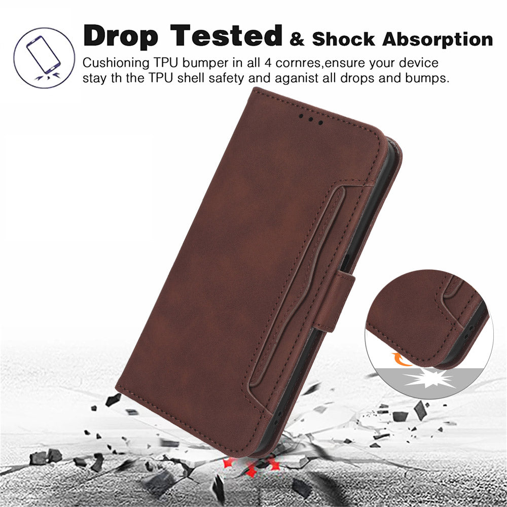 For Vodafone Smart T23 Wallet Phone Case Multiple Card Slots Phone Shell Leather Flip Cover with Stand
