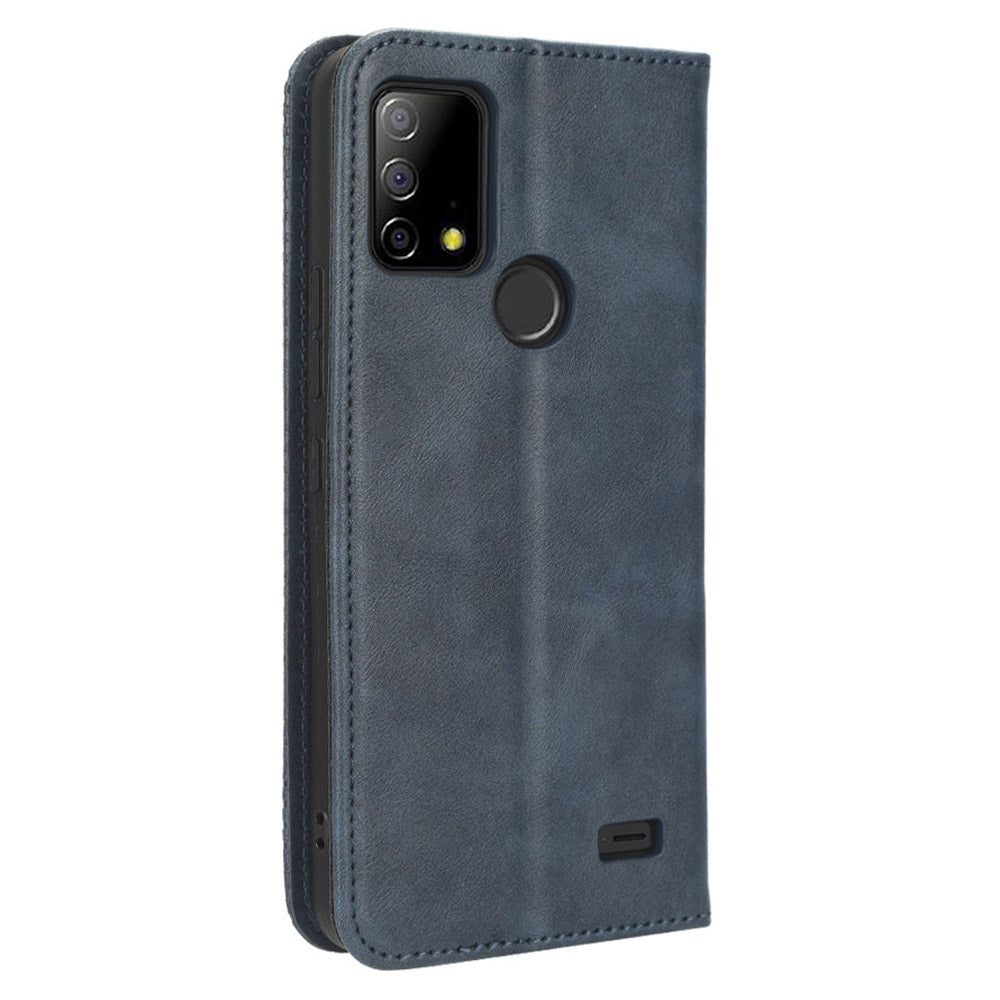 For Vodafone Smart T23 Retro Phone Cover Magnetic PU Leather Stand Cell Phone Wallet Case