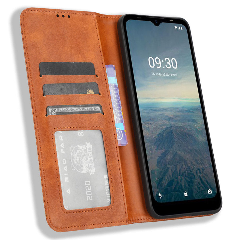 For Vodafone Smart T23 Retro Phone Cover Magnetic PU Leather Stand Cell Phone Wallet Case