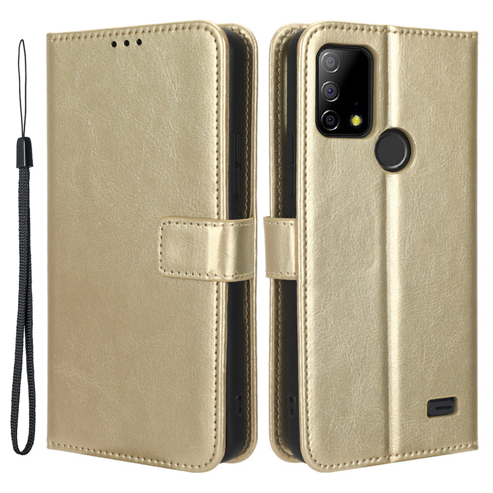 For Vodafone Smart T23 Crazy Horse Texture Wallet Case PU Leather Stand Folio Flip Phone Cover