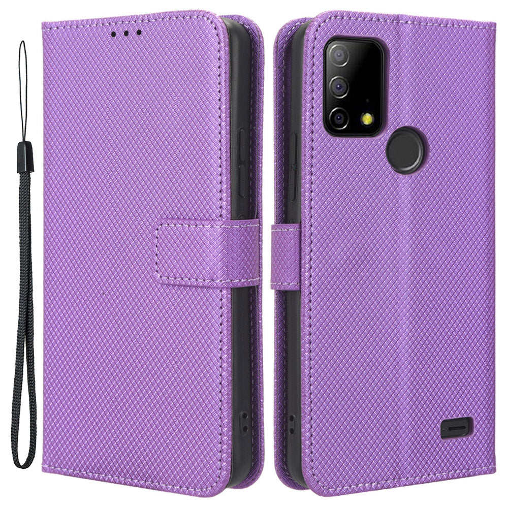 Protective Case for Vodafone Smart T23 PU Leather Flip Cover Diamond Texture Anti-Scratch Wallet Phone Case