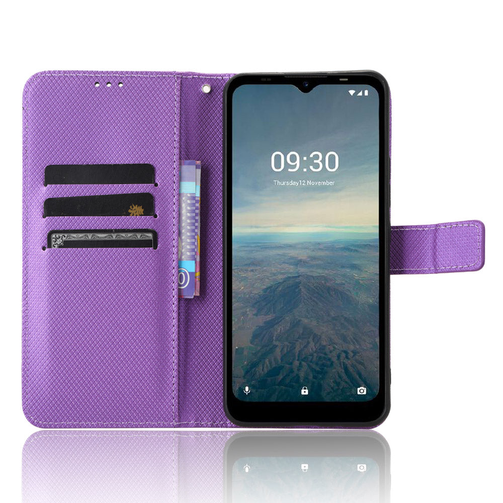 Protective Case for Vodafone Smart T23 PU Leather Flip Cover Diamond Texture Anti-Scratch Wallet Phone Case