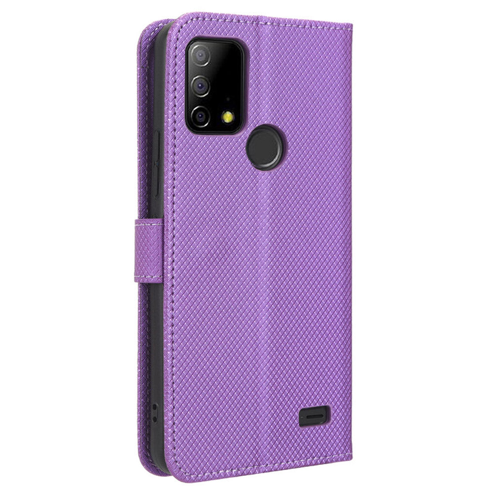 Protective Case for Vodafone Smart T23 PU Leather Flip Cover Diamond Texture Anti-Scratch Wallet Phone Case