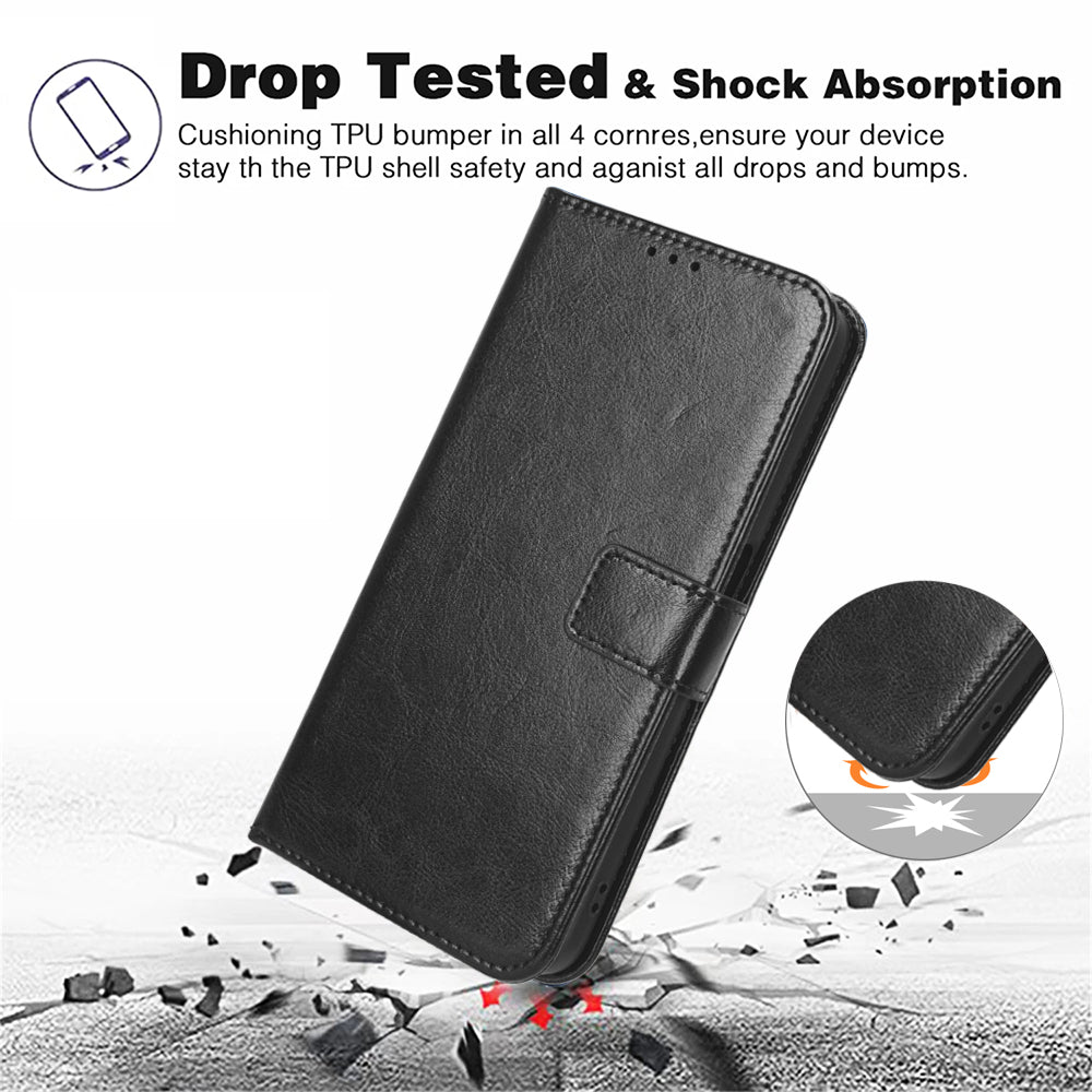 Folio Flip Cover for Huawei Enjoy 60 Shockproof Crazy Horse Texture PU Leather Wallet Phone Case