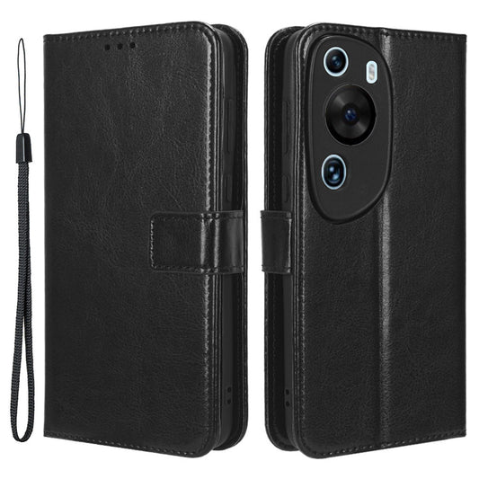 For P60 Art Shockproof Wallet Phone Case Crazy Horse Texture PU Leather Folio Flip Cover