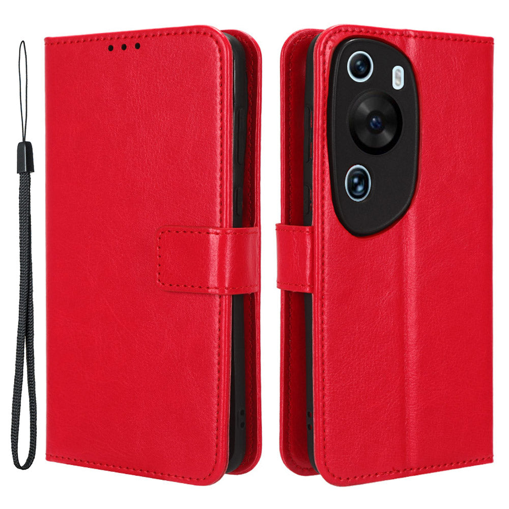 For P60 Art Shockproof Wallet Phone Case Crazy Horse Texture PU Leather Folio Flip Cover