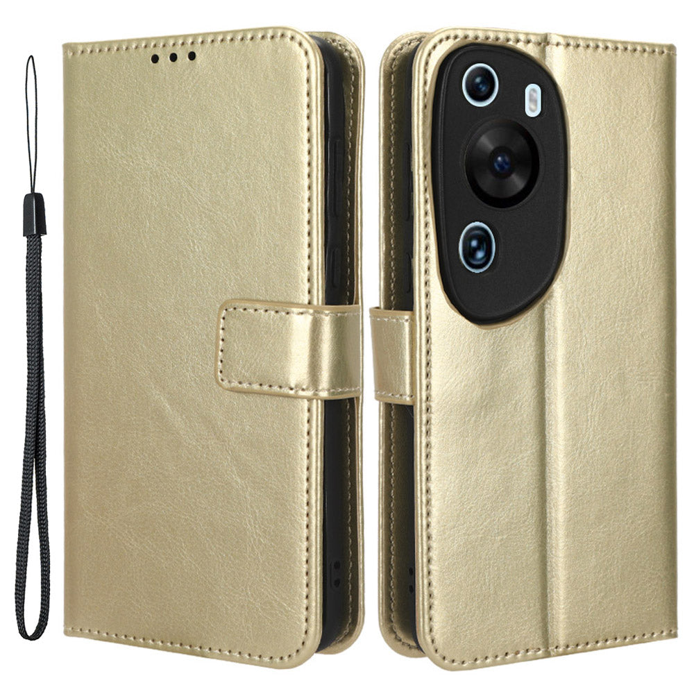 For P60 Art Shockproof Wallet Phone Case Crazy Horse Texture PU Leather Folio Flip Cover