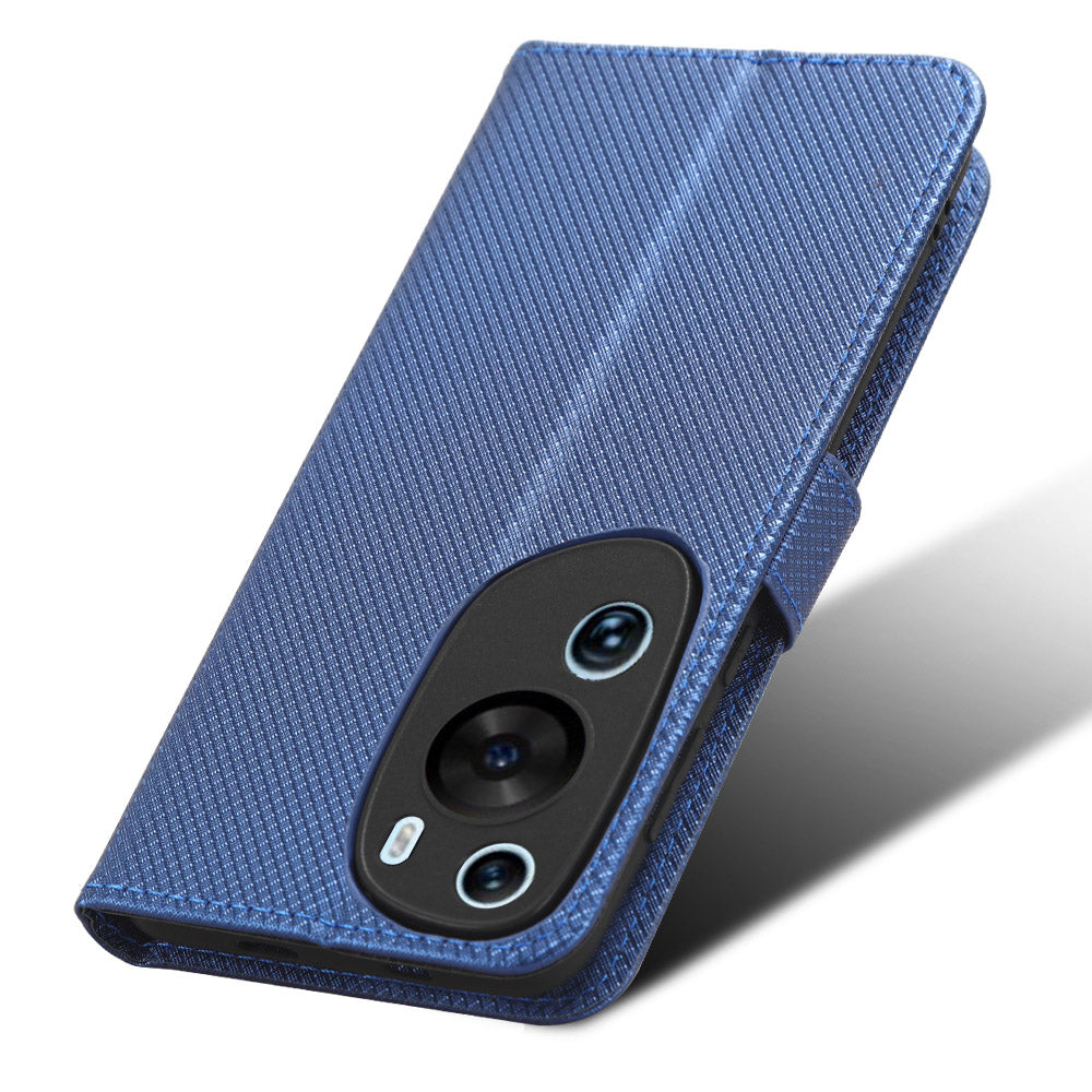 PU Leather Flip Case for Huawei P60 Art Protective Cover Diamond Texture Anti-Drop Wallet Phone Case