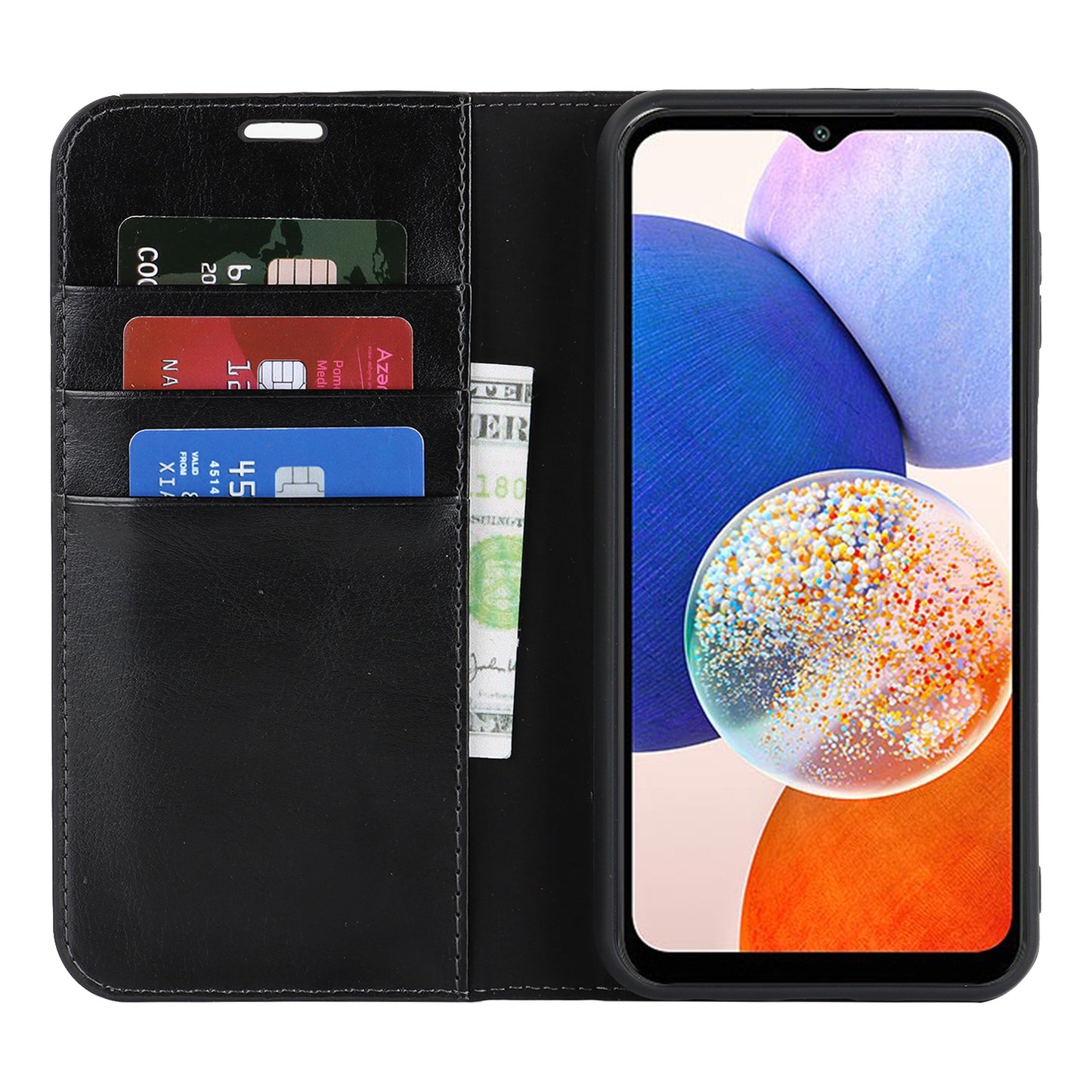 Genuine Cow Leather Phone Cover for Samsung Galaxy A24 4G Crazy Horse Texture Anti-drop Phone Case with Wallet