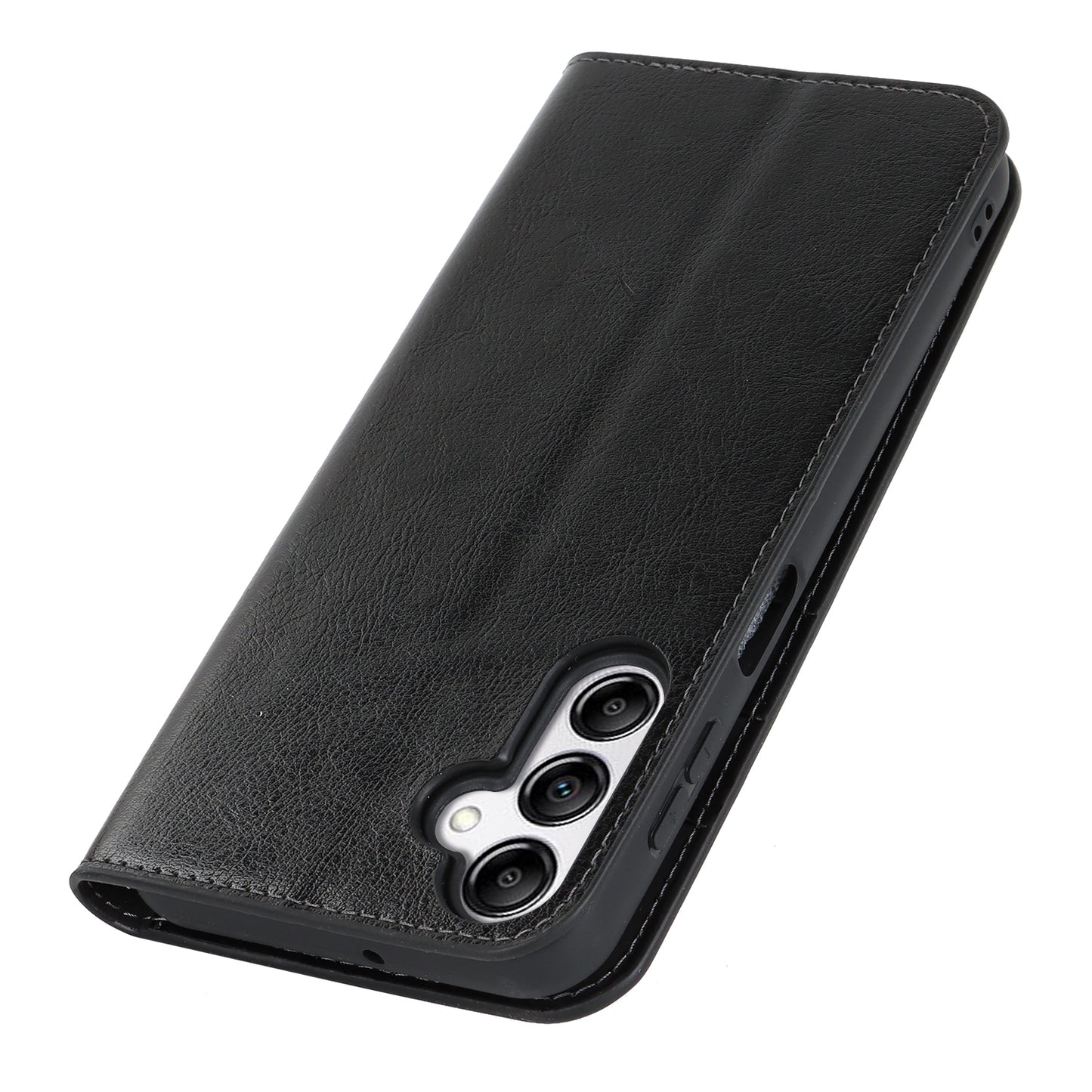 Genuine Cow Leather Phone Cover for Samsung Galaxy A24 4G Crazy Horse Texture Anti-drop Phone Case with Wallet