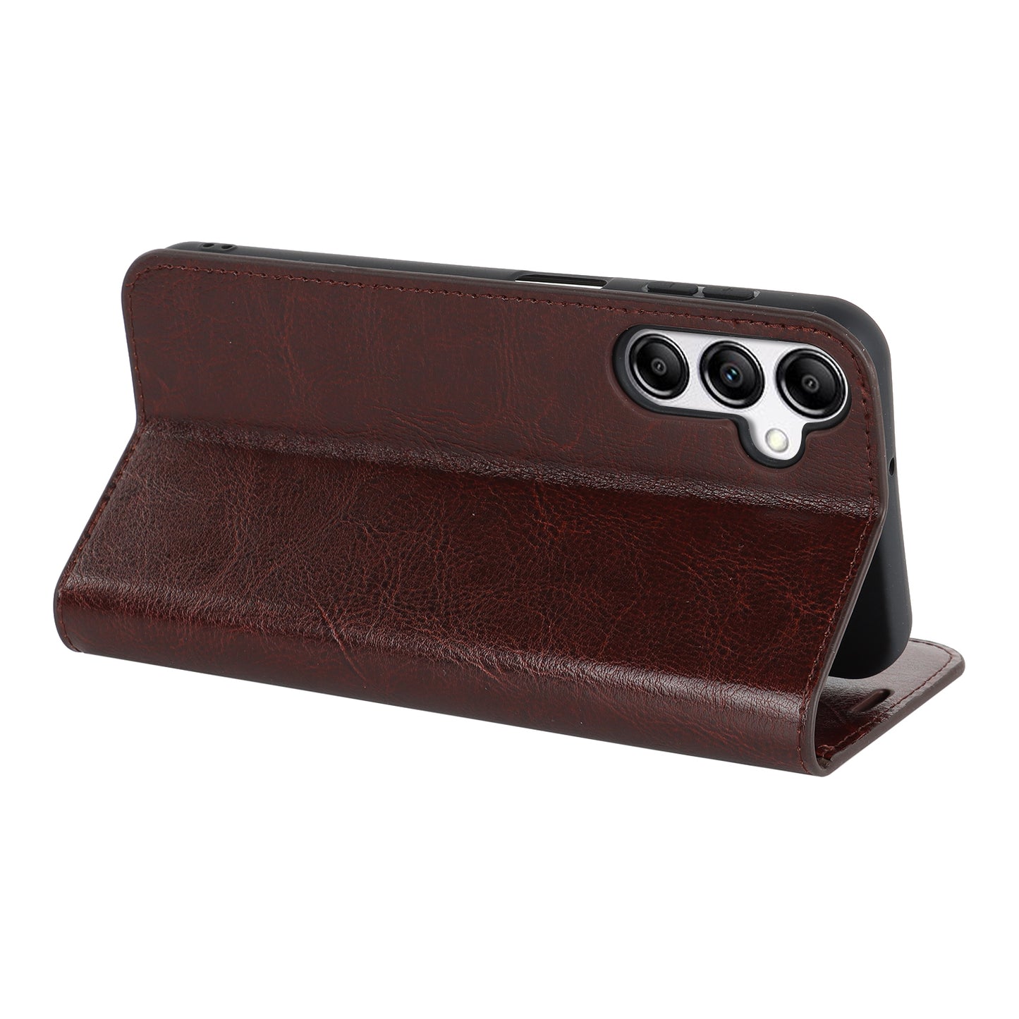 Genuine Cow Leather Phone Cover for Samsung Galaxy A24 4G Crazy Horse Texture Anti-drop Phone Case with Wallet