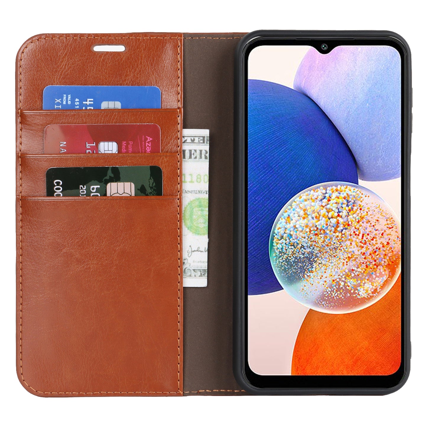 Genuine Cow Leather Phone Cover for Samsung Galaxy A24 4G Crazy Horse Texture Anti-drop Phone Case with Wallet