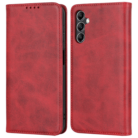 For Samsung Galaxy A14 5G PU Leather Phone Case Calf Texture Stand Wallet Flip Folio Cover