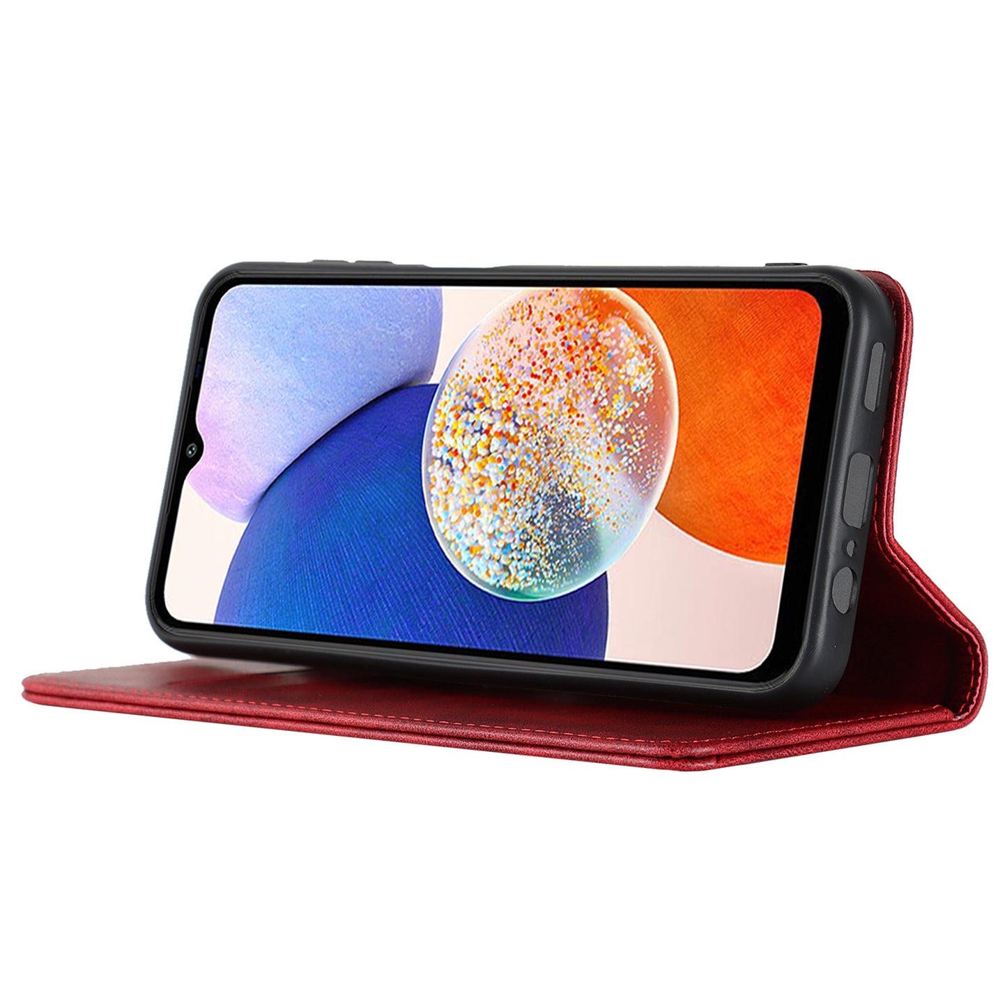 For Samsung Galaxy A14 5G PU Leather Phone Case Calf Texture Stand Wallet Flip Folio Cover