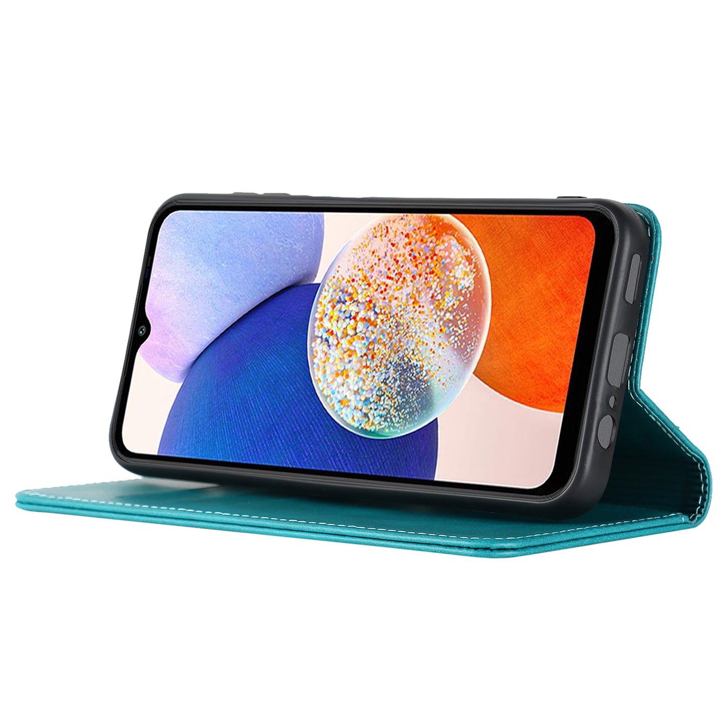 For Samsung Galaxy A14 5G PU Leather Phone Case Calf Texture Stand Wallet Flip Folio Cover