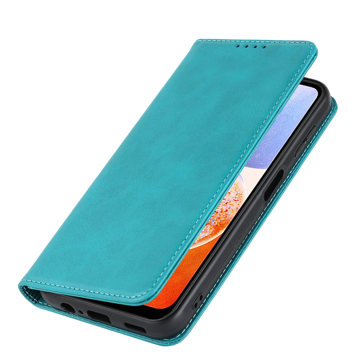 For Samsung Galaxy A14 5G PU Leather Phone Case Calf Texture Stand Wallet Flip Folio Cover