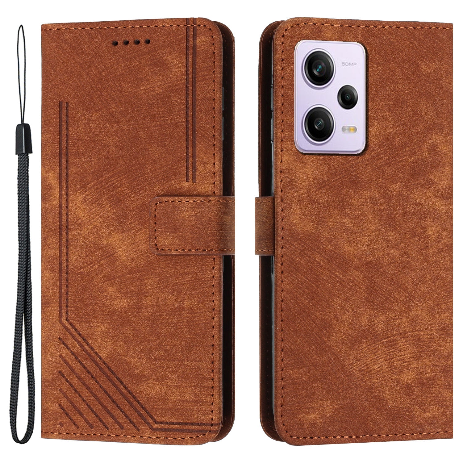 For Xiaomi Redmi Note 12 Pro+ 5G / Note 12 Explorer 5G Skin-touch Phone Case Lines Imprinted Leather Wallet Stand Phone Cover