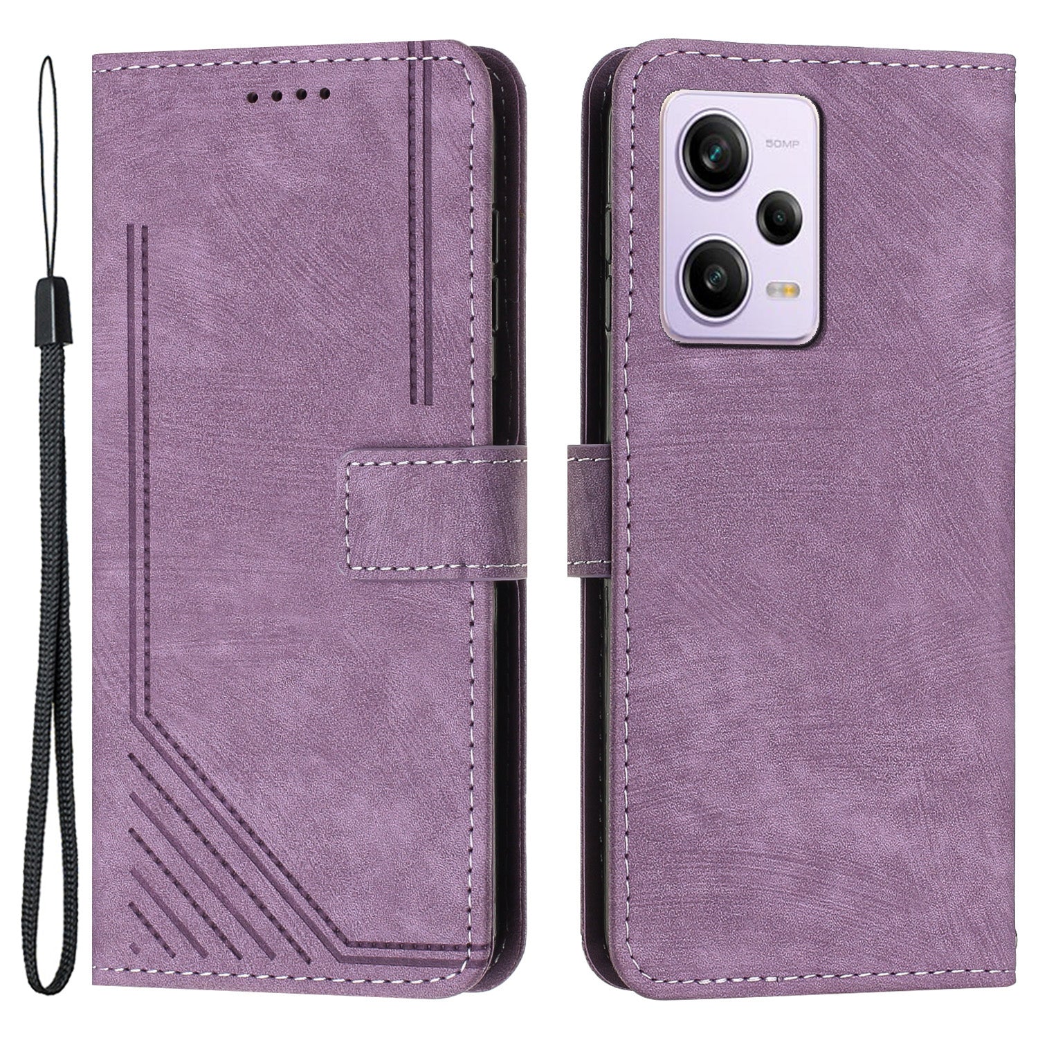 For Xiaomi Redmi Note 12 Pro+ 5G / Note 12 Explorer 5G Skin-touch Phone Case Lines Imprinted Leather Wallet Stand Phone Cover