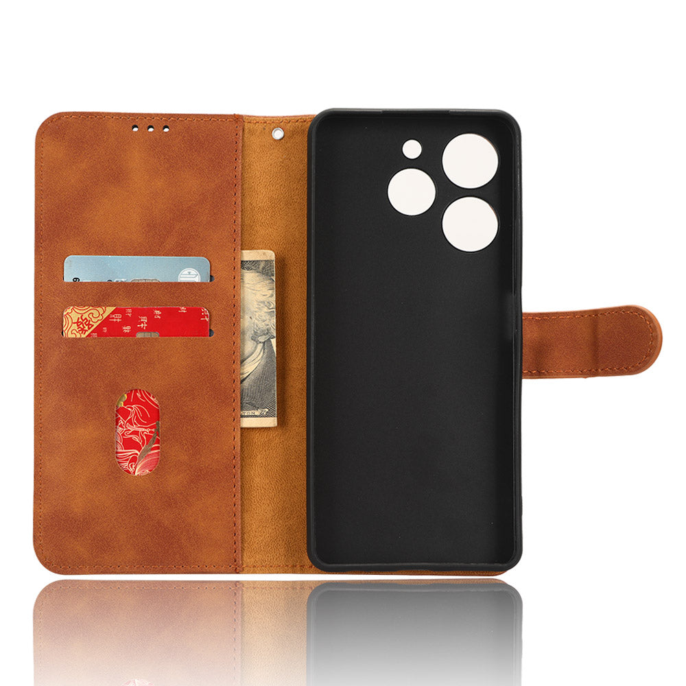 For Tecno Spark 10 Pro Skin-touch Leather Folio Case Wallet Stand Magnetic Protective Phone Cover