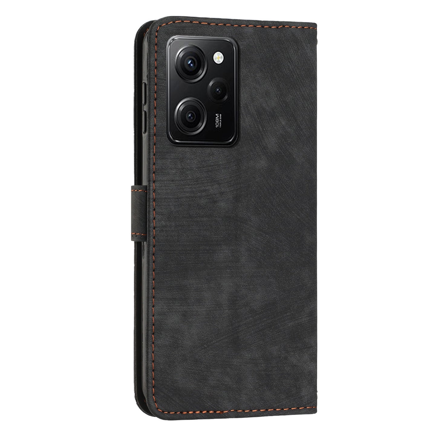 Folio Phone Wallet Case for Xiaomi Redmi Note 12 Pro Speed 5G / Note 12 Pro 5G / Poco X5 Pro 5G , Lines Imprinted Leather Stand Phone Cover