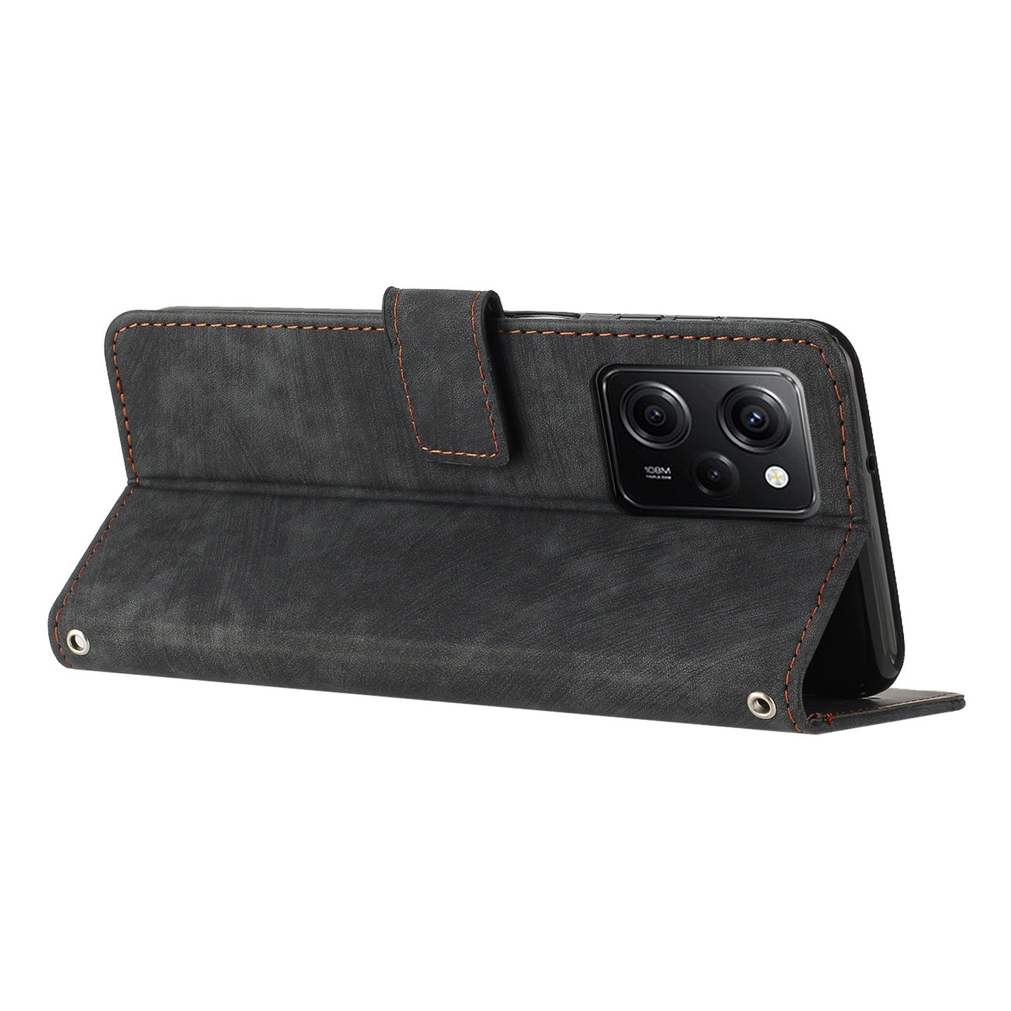 Folio Phone Wallet Case for Xiaomi Redmi Note 12 Pro Speed 5G / Note 12 Pro 5G / Poco X5 Pro 5G , Lines Imprinted Leather Stand Phone Cover