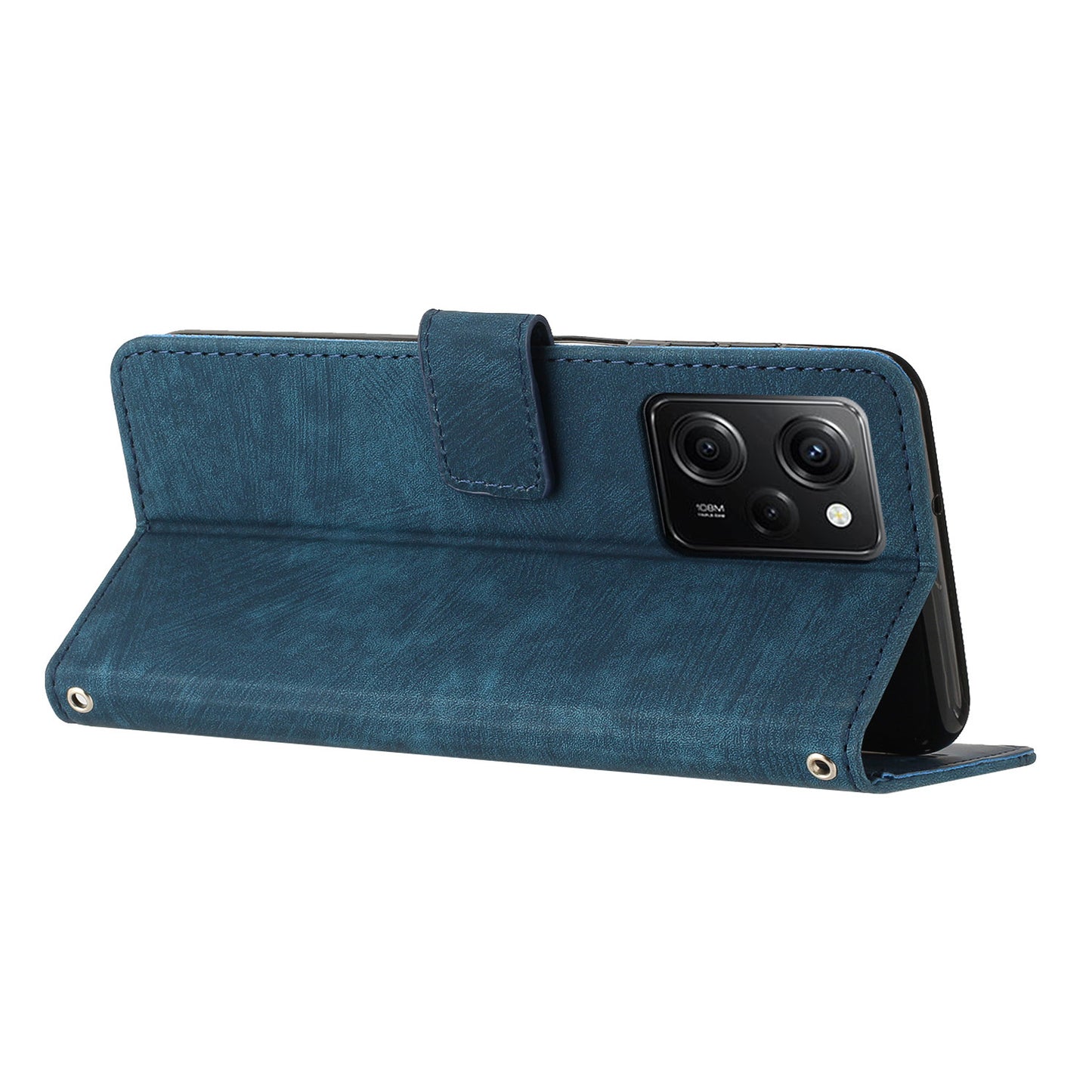 Folio Phone Wallet Case for Xiaomi Redmi Note 12 Pro Speed 5G / Note 12 Pro 5G / Poco X5 Pro 5G , Lines Imprinted Leather Stand Phone Cover