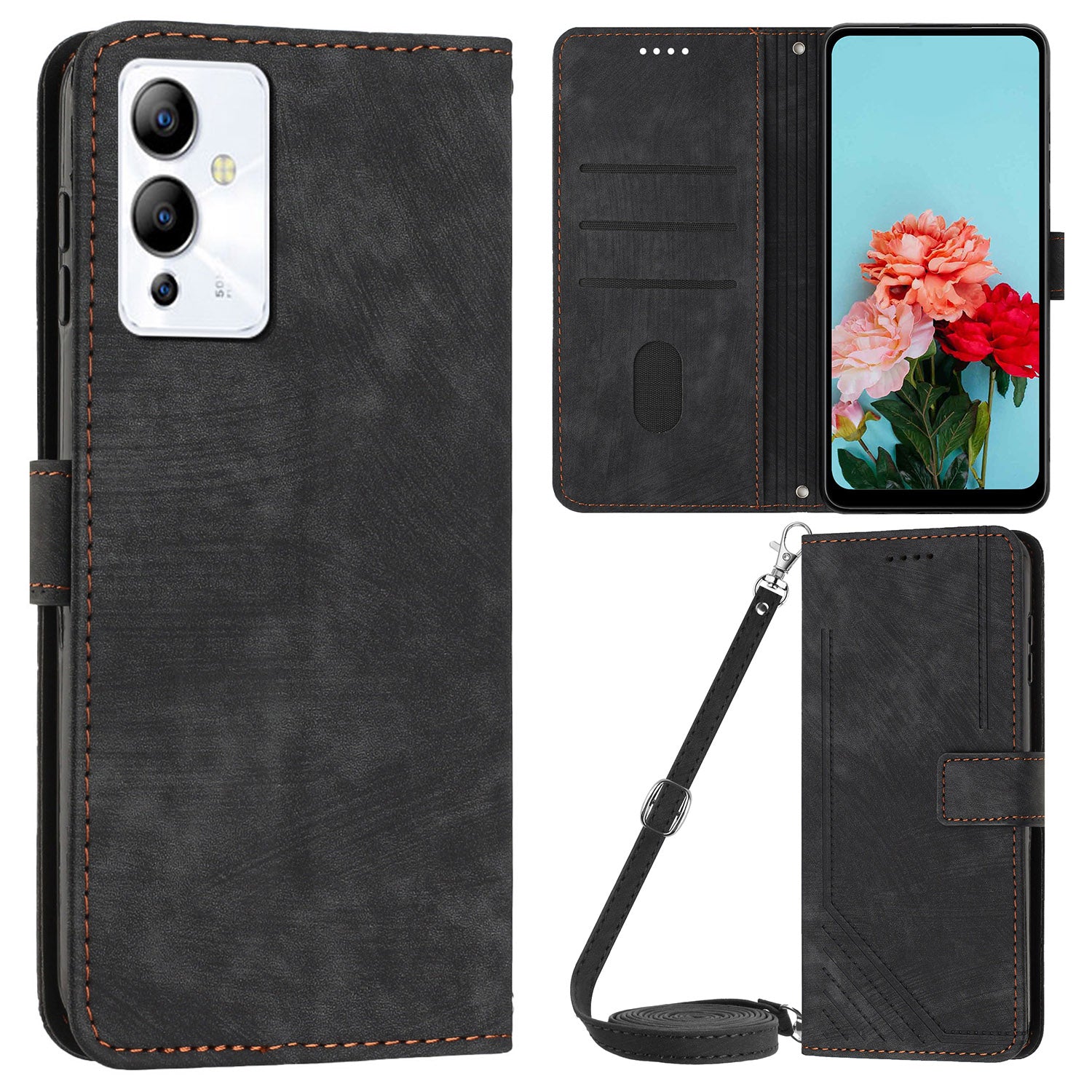For Infinix Note 12 5G / Note 12 Pro 5G PU Leather Phone Case Lines Imprinted Stand Flip Wallet Cover