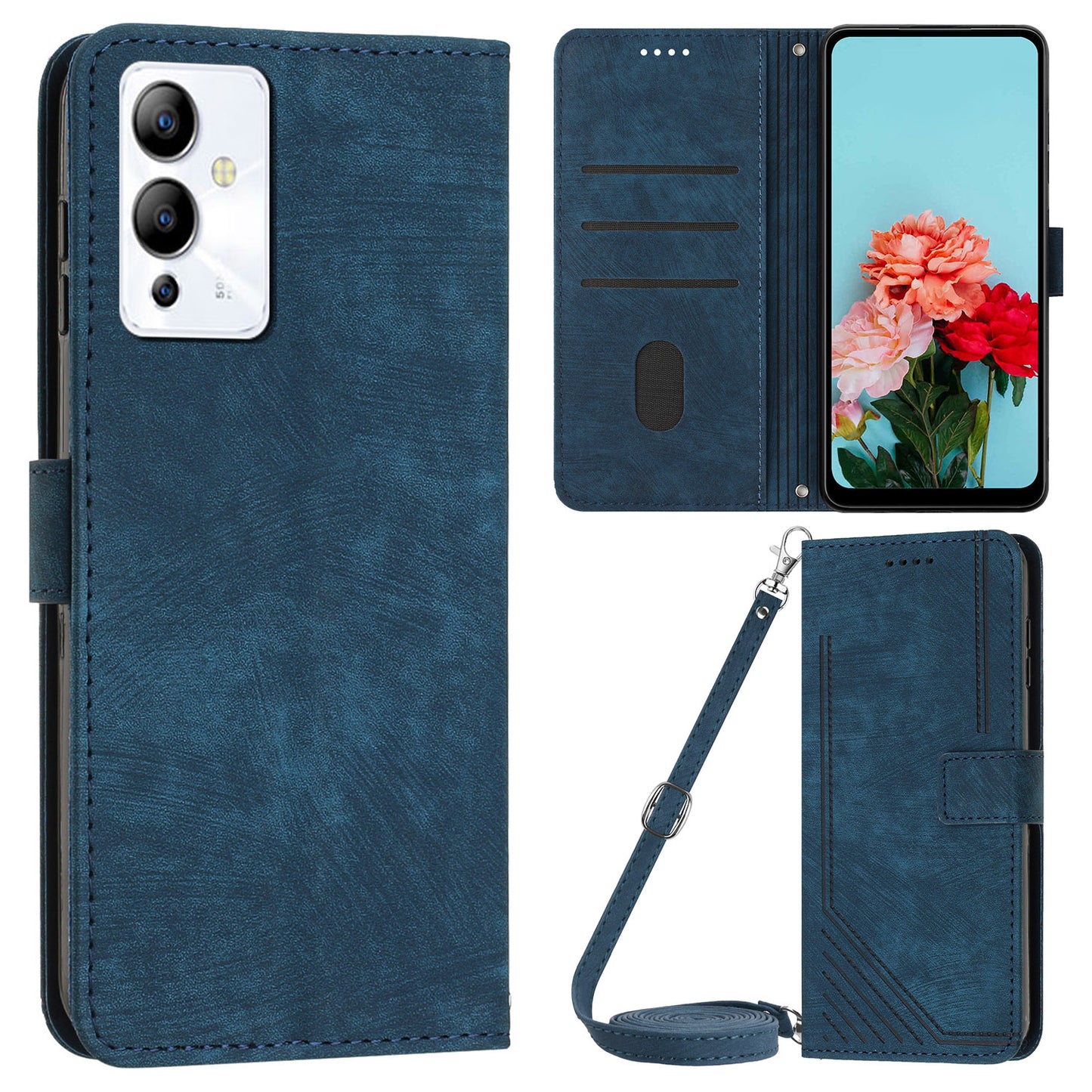 For Infinix Note 12 5G / Note 12 Pro 5G PU Leather Phone Case Lines Imprinted Stand Flip Wallet Cover