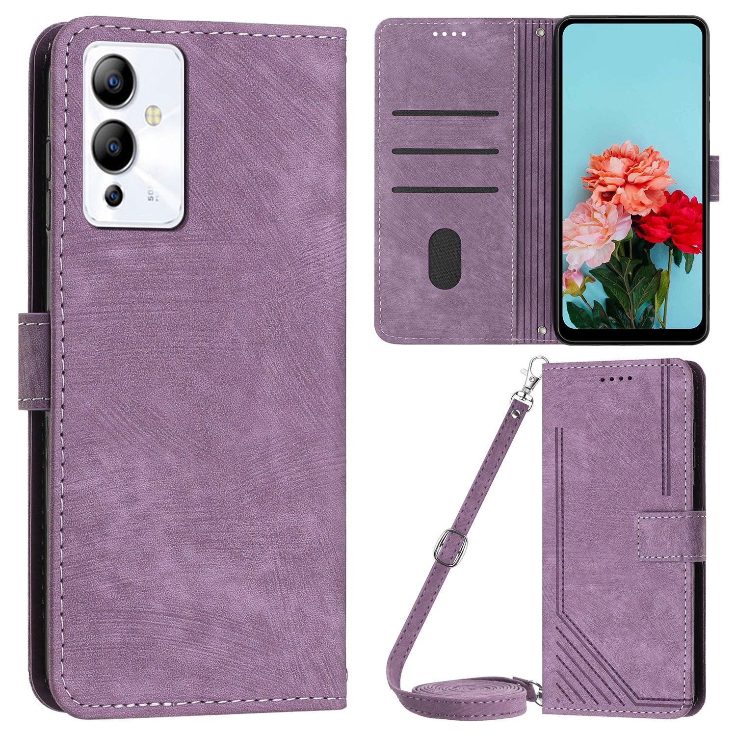 For Infinix Note 12 5G / Note 12 Pro 5G PU Leather Phone Case Lines Imprinted Stand Flip Wallet Cover