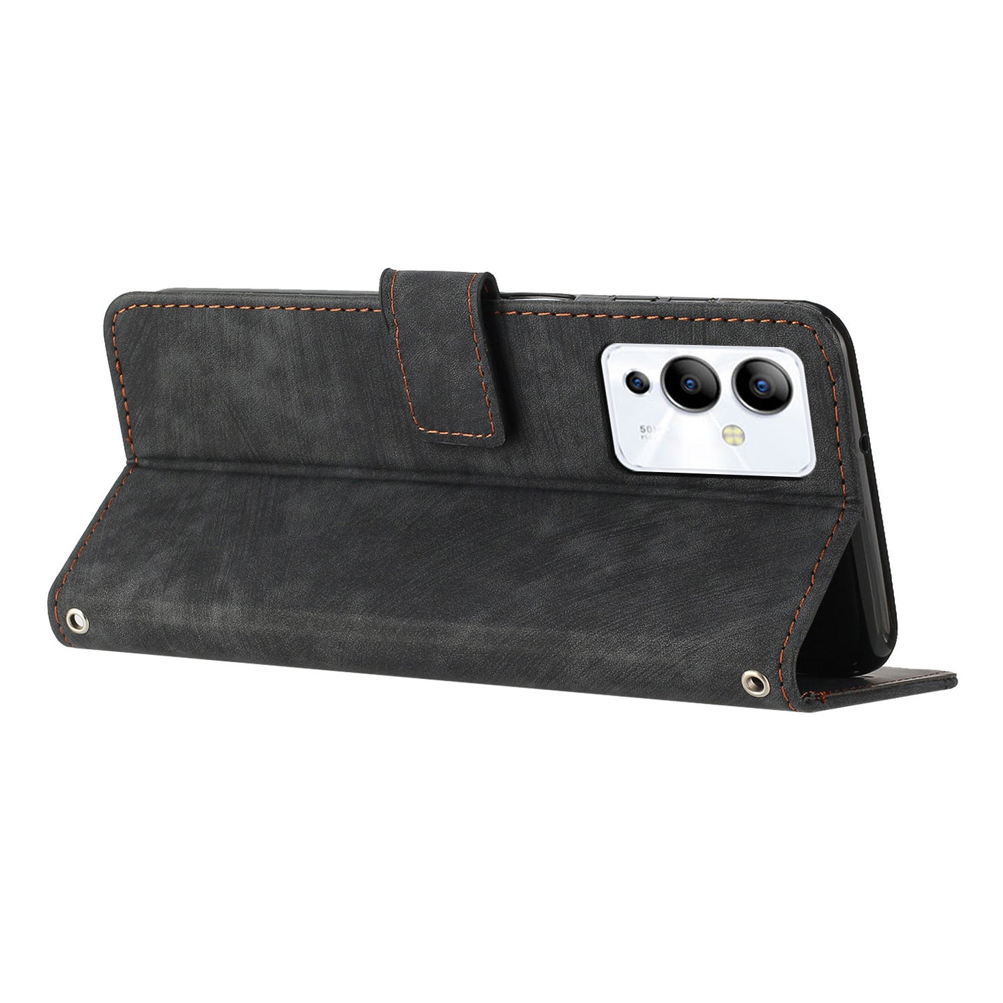 For Infinix Note 12 5G / Note 12 Pro 5G PU Leather Skin-touch Phone Case Lines Imprinted Wallet Cover Stand