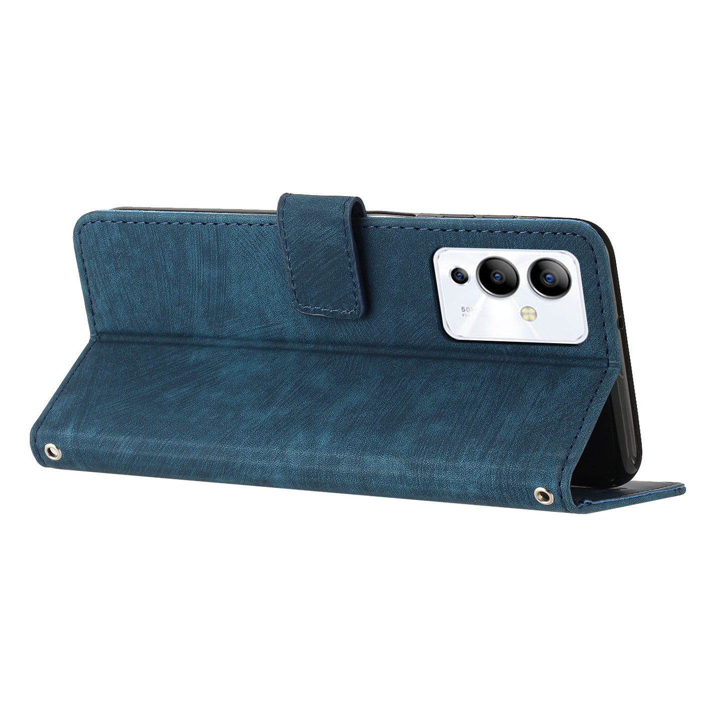 For Infinix Note 12 5G / Note 12 Pro 5G PU Leather Skin-touch Phone Case Lines Imprinted Wallet Cover Stand