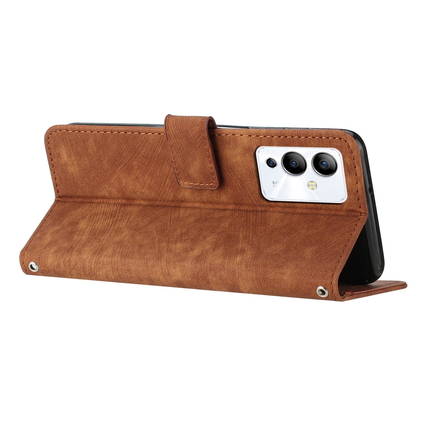 For Infinix Note 12 5G / Note 12 Pro 5G PU Leather Skin-touch Phone Case Lines Imprinted Wallet Cover Stand