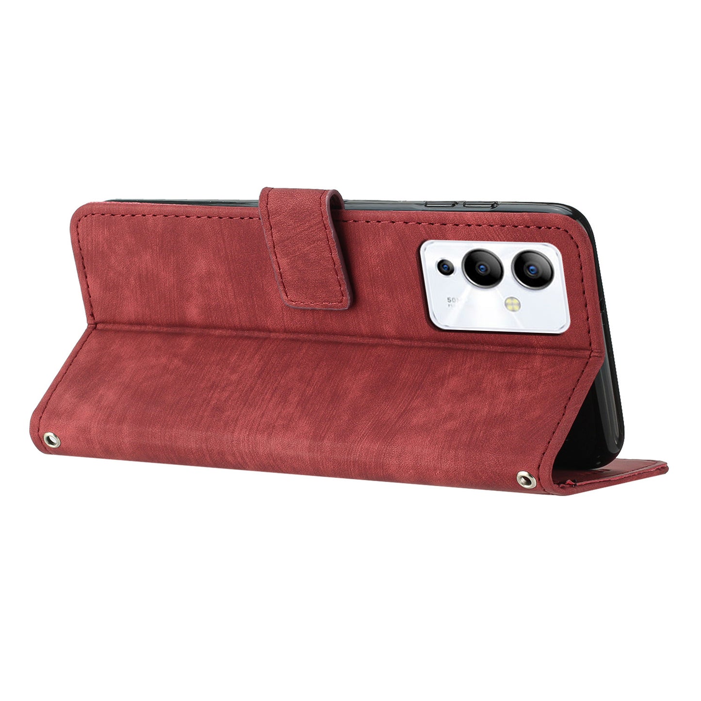 For Infinix Note 12 5G / Note 12 Pro 5G PU Leather Skin-touch Phone Case Lines Imprinted Wallet Cover Stand