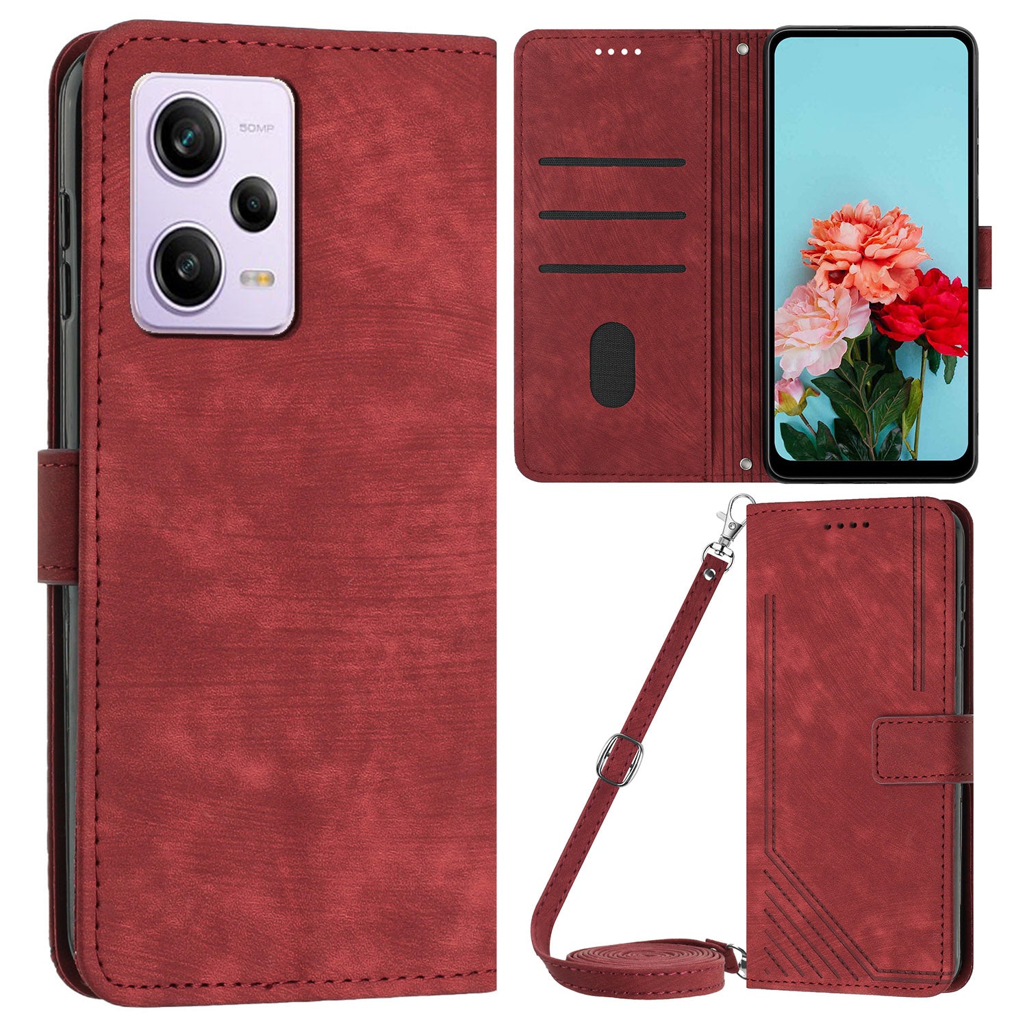 For Xiaomi Redmi Note 12 Pro+ 5G / Note 12 Explorer 5G Wallet Phone Case Lines Imprinted Leather Stand Protective Flip Cover