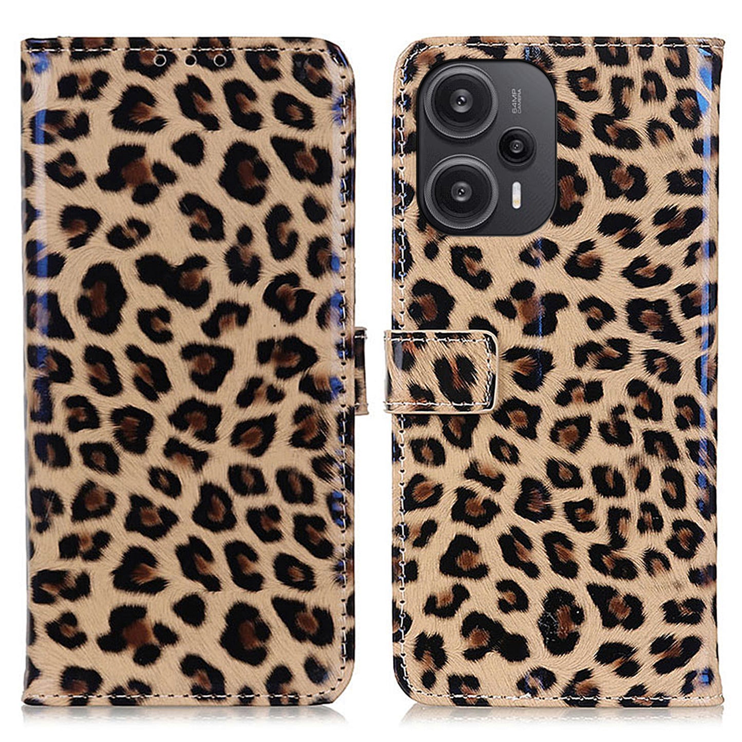 For Xiaomi Redmi Note 12 Turbo / Poco F5 5G PU Leather Phone Case Leopard Pattern Folio Stand Wallet Protective Cover