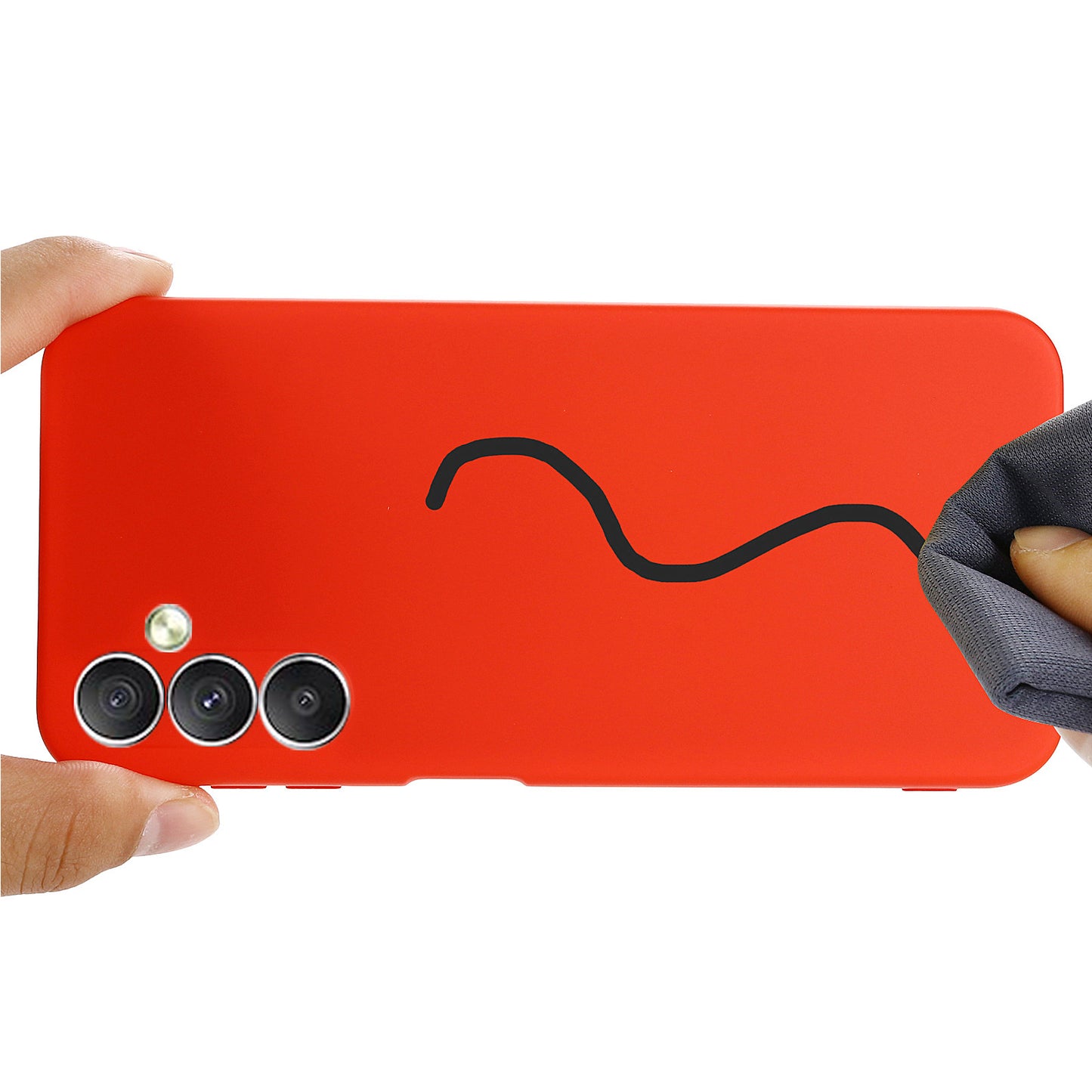 For Samsung Galaxy M14 5G Liquid Silicone Phone Case Soft Lining Shockproof Protective Cover with Strap