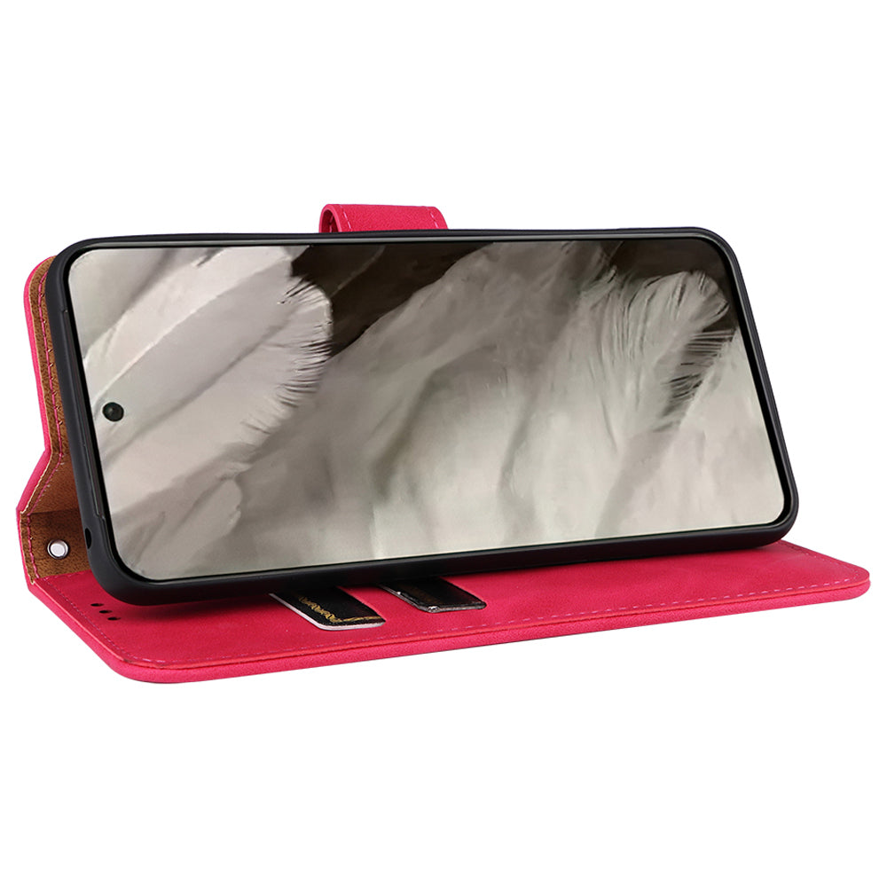 For Google Pixel 8 Leather Flip Wallet Phone Case Skin-touch Shockproof Stand Cover with Strap