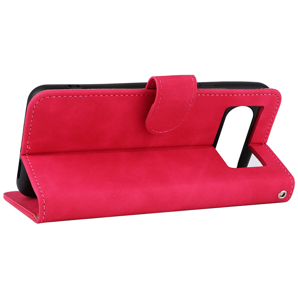 For Google Pixel 8 Leather Flip Wallet Phone Case Skin-touch Shockproof Stand Cover with Strap