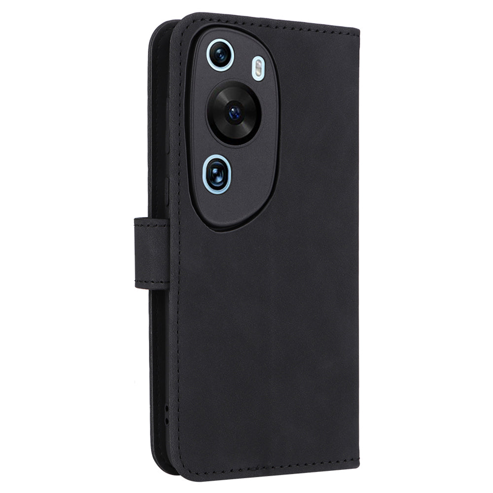 For Huawei P60 Art PU Leather Folio Flip Cover Wallet Stand Skin-touch Phone Case with Strap