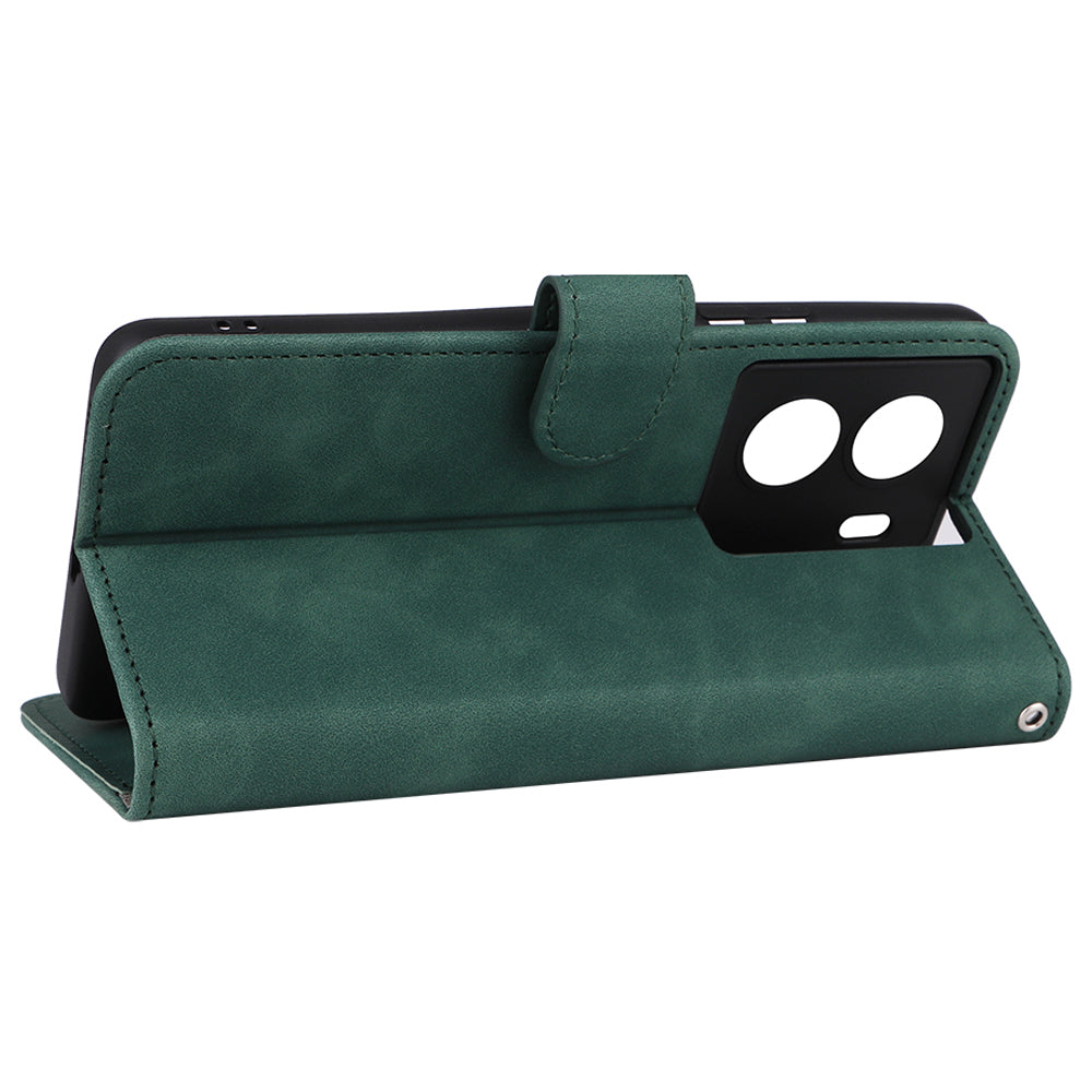 For vivo iQOO Z7 5G Skin-touch Leather Phone Case Wallet Stand Folio Flip Cover