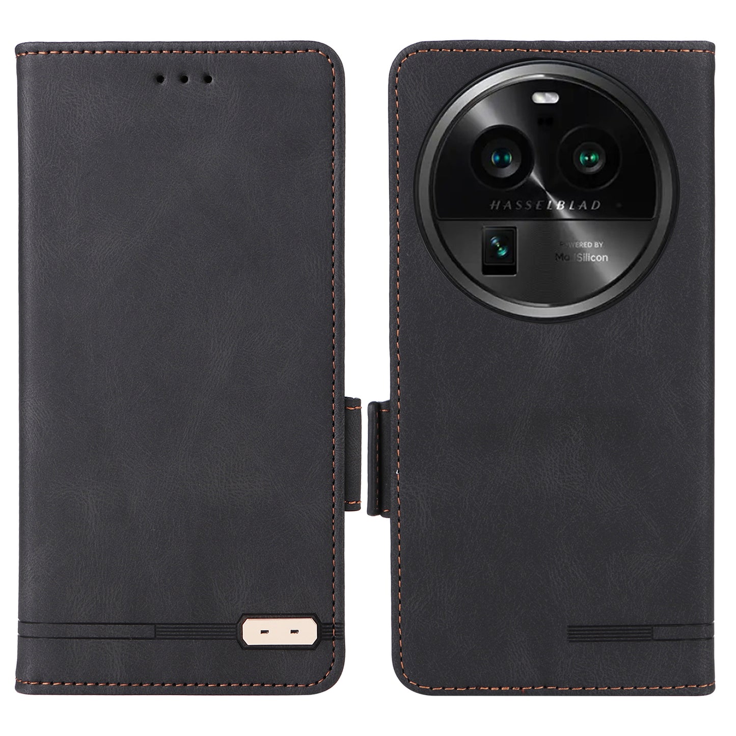 For Oppo Find X6 Hardware Decor Stand Cover PU Leather Wallet Anti-drop Phone Case