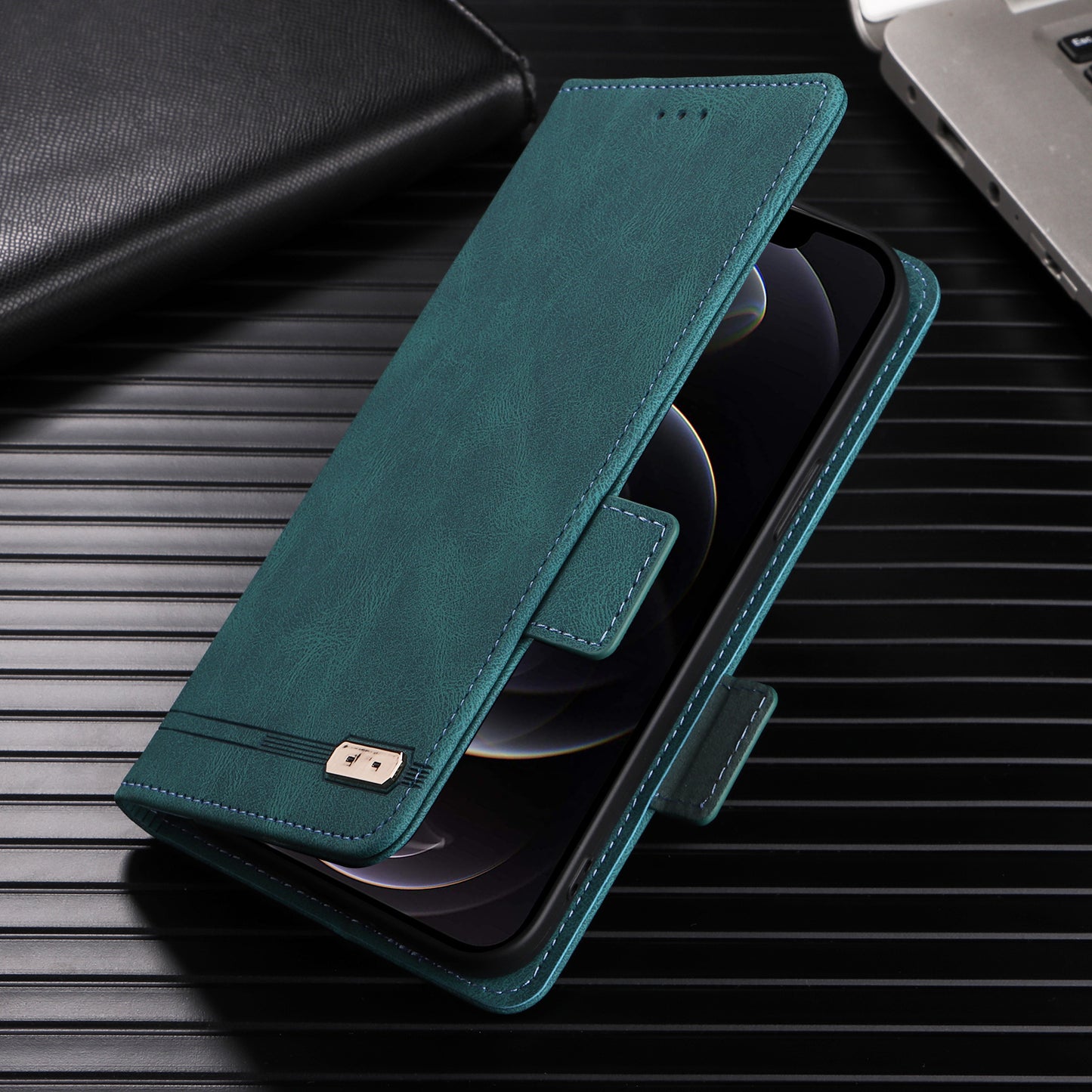 For Realme V30 / V30t 5G Hardware Decor PU Leather Phone Case Drop-proof Wallet Stand Cover