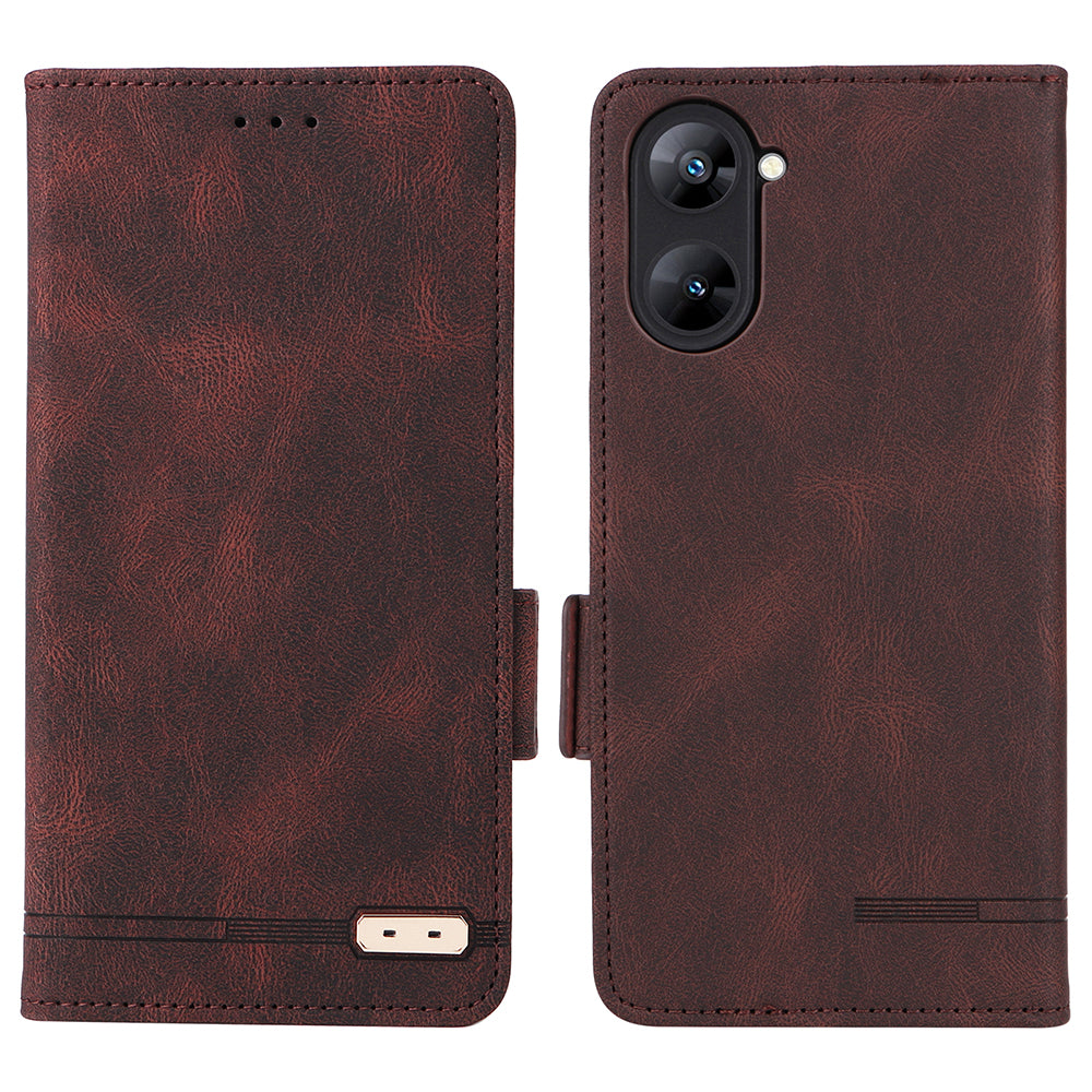 For Realme V30 / V30t 5G Hardware Decor PU Leather Phone Case Drop-proof Wallet Stand Cover