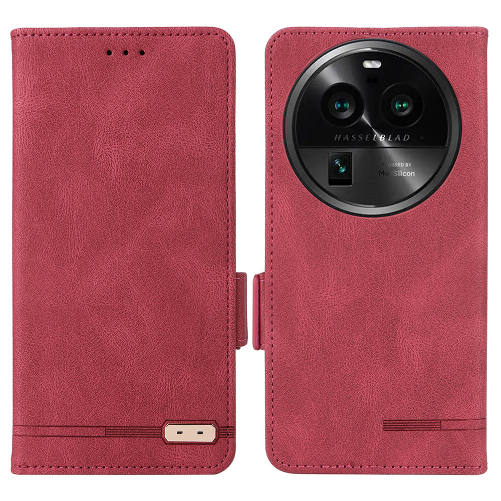 For Oppo Find X6 Pro PU Leather Wallet Phone Case Hardware Decor Folding Stand Cover